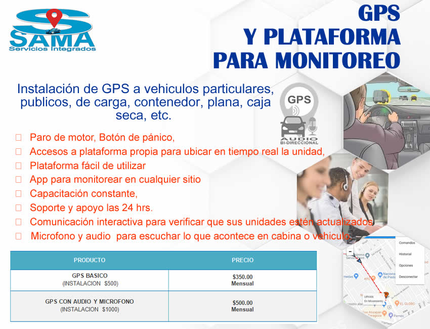 Plataforma para rastreo satelital sama